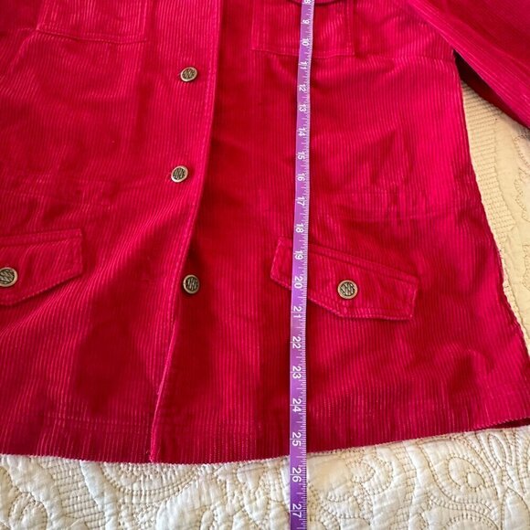 100% Cotton Christopher & Banks Bright Red Corduroy Button Jacket Long Sleeve M - Picture 10 of 10